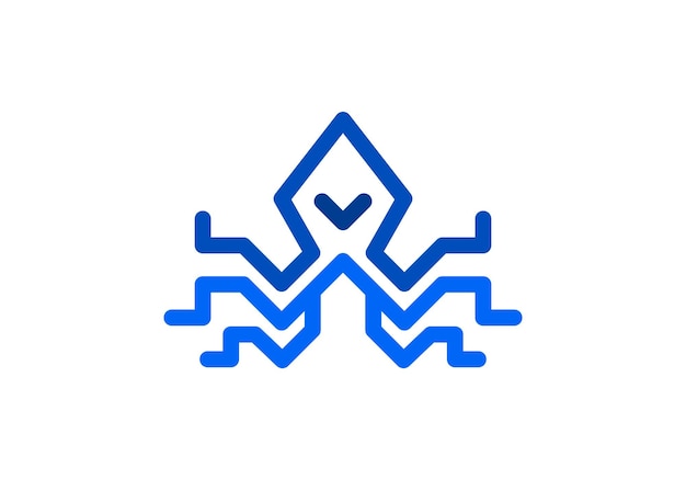 抽象的なタコのロゴのデザイン テンプレート