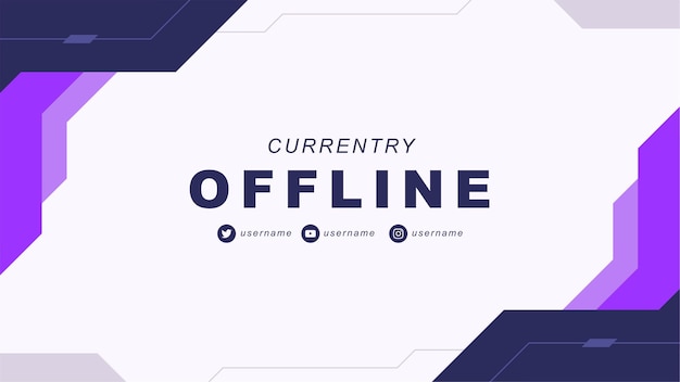 Vector abstract offline twitch banner in gamer style 4