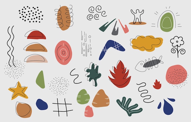 abstract old organic shape with retro color doodles template isolates decorative35