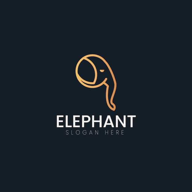 Abstract olifant vector logo ontwerp creatief lineair dierlijk goud logotype