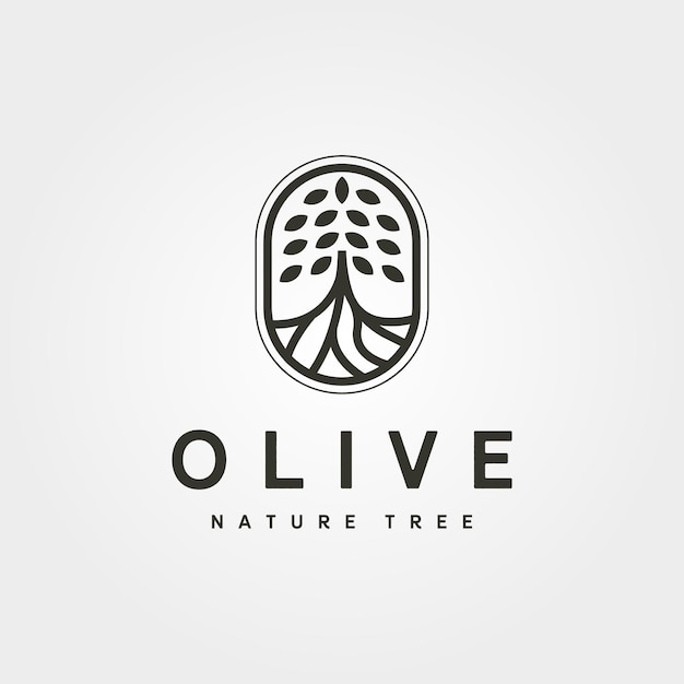 Abstract olive tree logo line art vector symbol illustration design nature tree root logo design