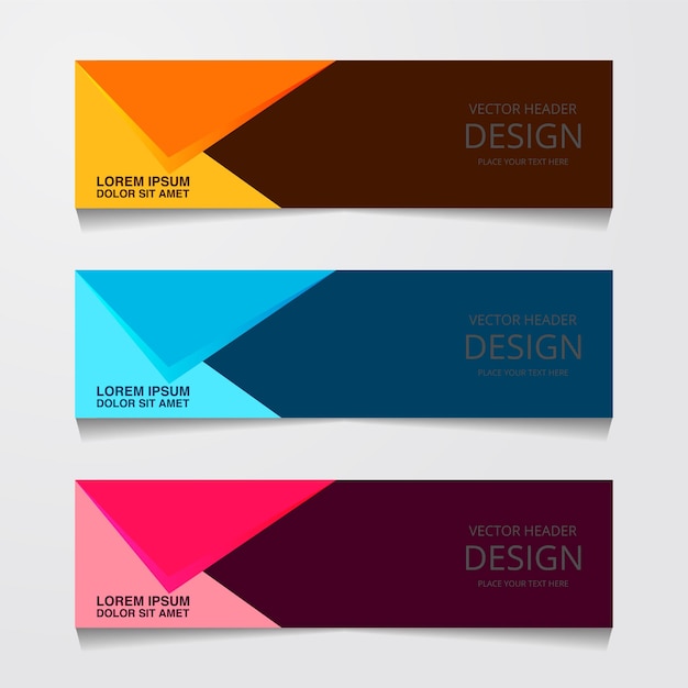 Abstract ontwerp banner websjabloon met drie verschillende kleur lay-out koptekst sjablonen moderne vectorillustratie