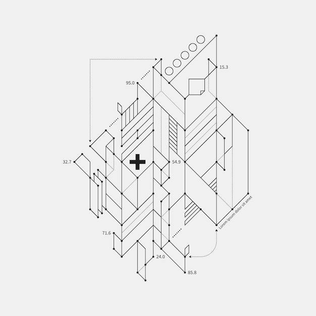 Abstract ontwerpelement in ontwerpstijl op witte achtergrond