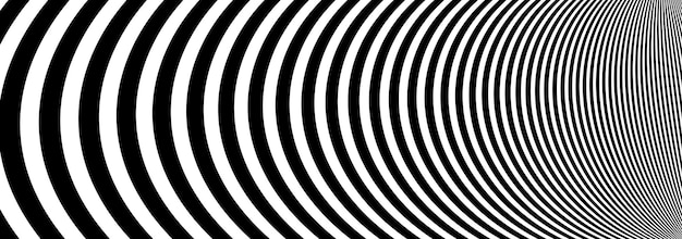 Abstract op art black and white lines in hyper 3D perspective vector abstract background, artistic illustration psychedelic linear pattern, hypnotic optical illusion.