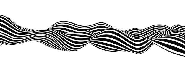 Abstract optical illusion wave A flow of black and white stripes forming a wavy distortion effect Vector Illustration