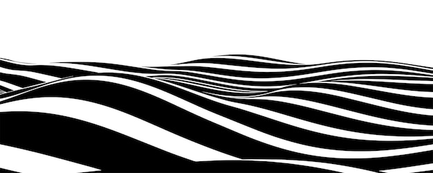 Абстрактная волна оптической иллюзии Поток черных и белых полос, образующих эффект волнистого искажения