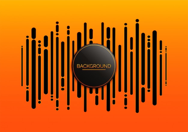 Вектор Абстрактный оранжевый фон с концепцией звуковой волны. и музыкальный цифровой эквалайзер.