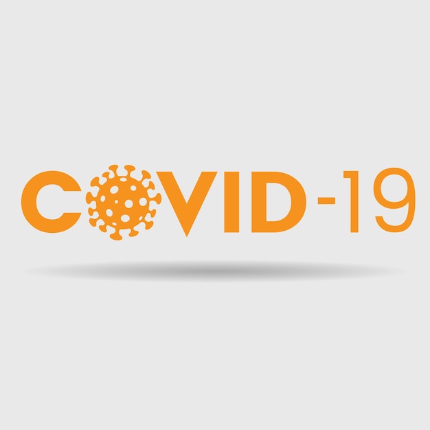 Covid19 텍스트가 있는 추상 주황색 코로나바이러스 아이콘