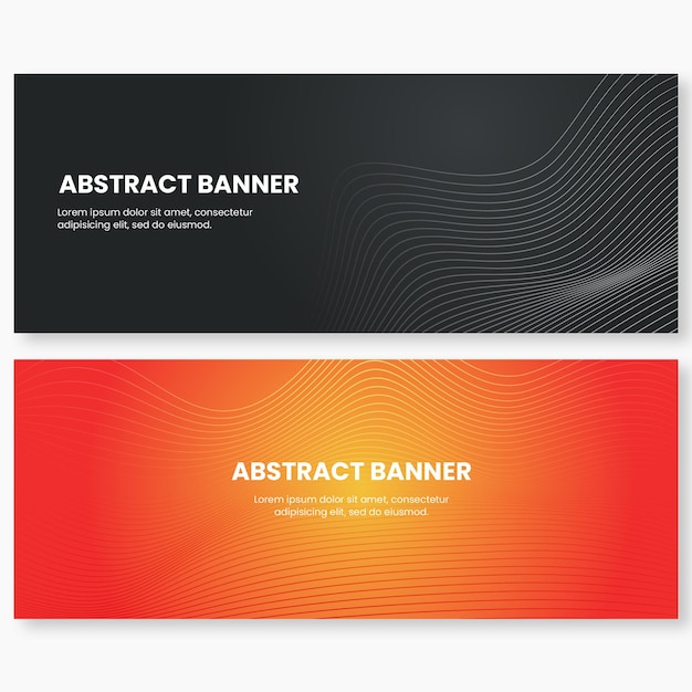 Vector abstract orange and dark grey waves background banner