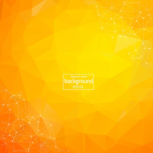 Vector abstract orange geometric polygonal background molecule and communication connected lines with dots concept of the science chemistry biology medicine technology