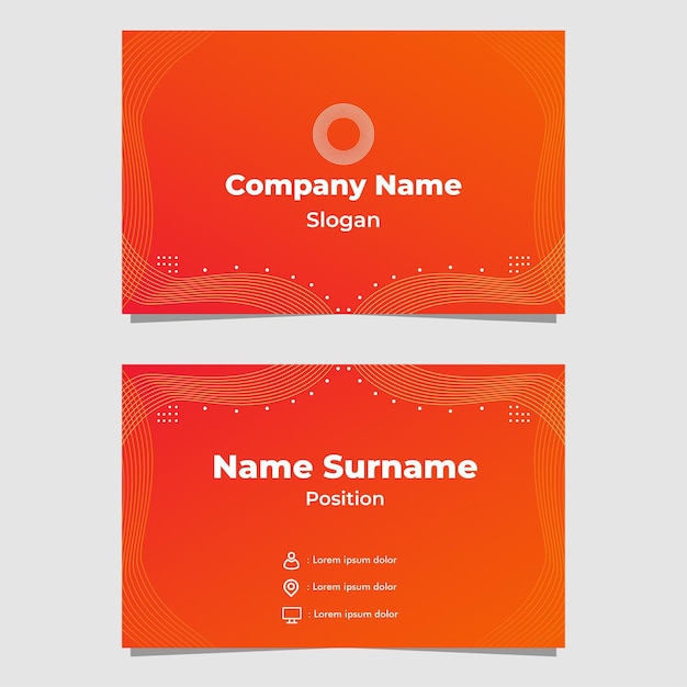 Vector abstract orange gradient business card template