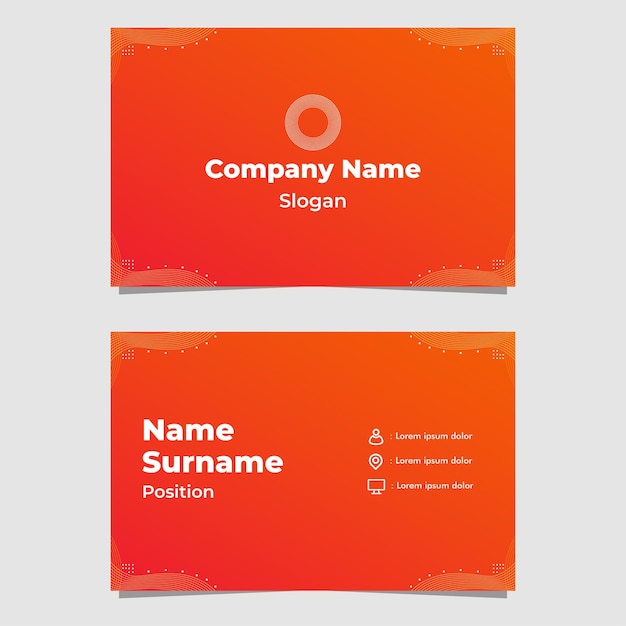 Vector abstract orange gradient business card template