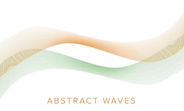 抽象的なオレンジ グリーン ウェーブ ライン アート パターン背景波