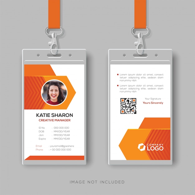 Abstract orange id card design template