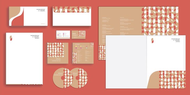 Abstract orange pattern modern corporate business identity stationary