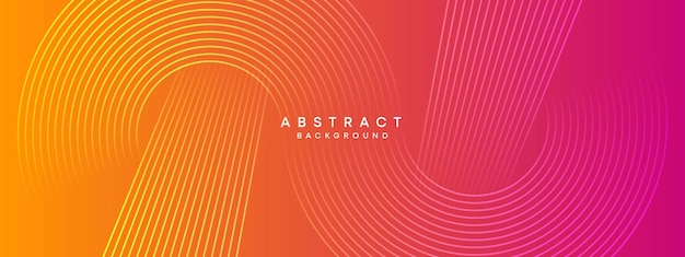 Abstract orange pink and yellow purple gradient waving circles lines Technology banner background