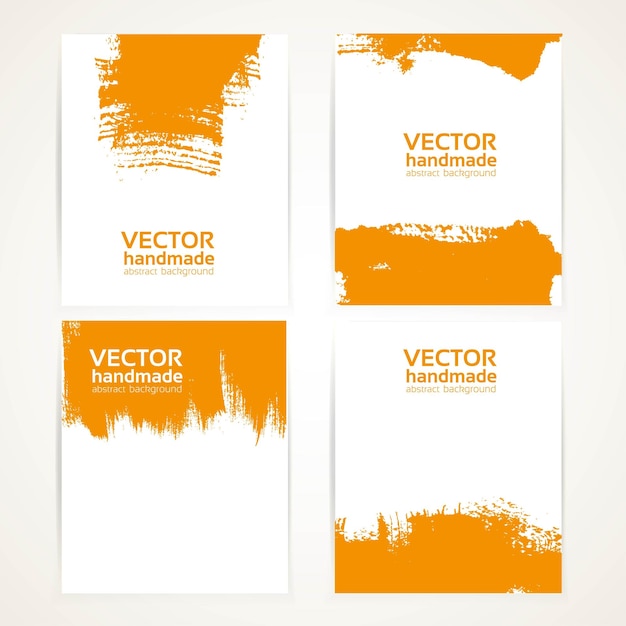 Abstract orange texture handdrawing on banner set