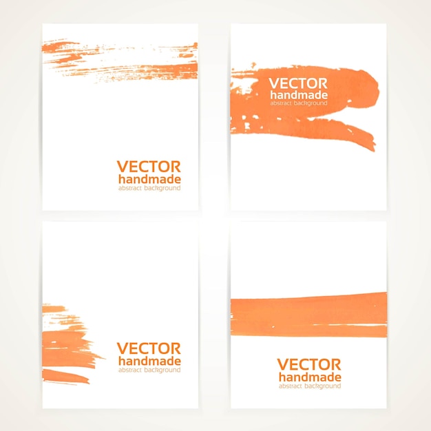 Vector abstract orange and white brush texture handdrawing on banner set 1