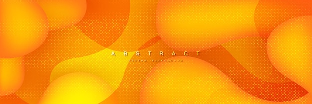 流体液体スタイルと抽象的なオレンジ黄色の背景ハーフトーン ドットと抽象的な背景