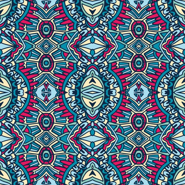 Abstract organic boho style vintage ethnic seamless pattern ornamental