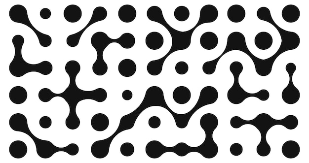 abstract organic metaball pattern with smooth curved shapes on light background minimal fluid blob pattern with geometric molecular design retro abstract metaball texture with organic black shapes