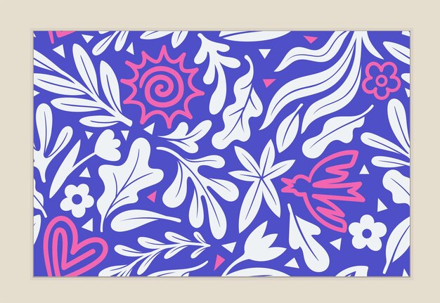 Abstract organic pattern concept Repeating design element for printing on fabric Branches and flowers Graphic element for website Cartoon flat vector illustration isolated on beige background