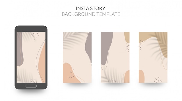 Vector abstract organic shapes background for social media story template with soft earthy colors