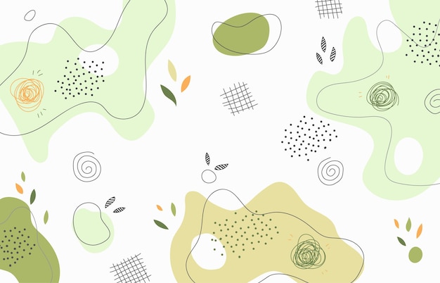 추상 유기물 낙서 손 그리기 디자인 서식 파일입니다. 무료 스타일 유기 녹색 자연 배경에 대해 겹칩니다. 일러스트 벡터
