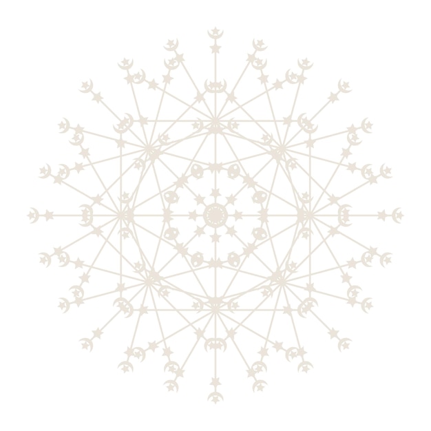 Vector abstract oriental mandala  snowflake template. yoga arabesque mandala lace pattern element icon