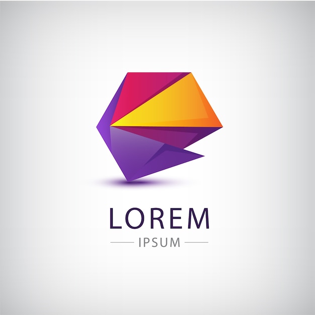 abstract origami colorful logo isolated