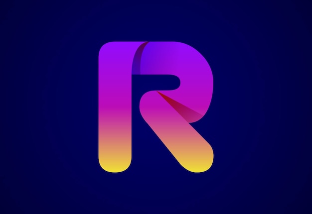 Modello di progettazione del logo della lettera r astratta di origami icona dell'applicazione in stile piatto illustrazione vettoriale