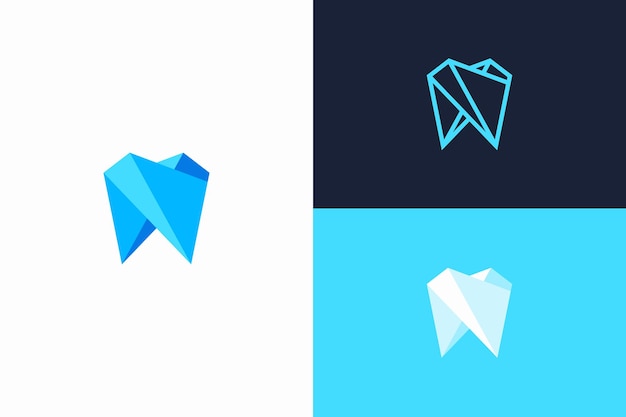 Logo astratto del dente in stile origami