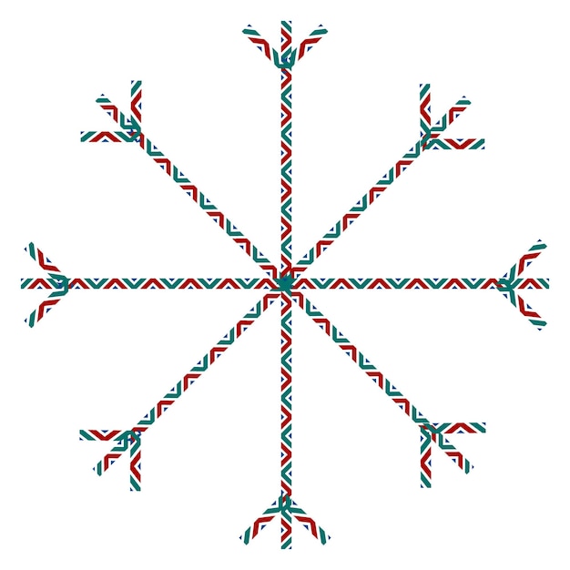 ベクトル トレンディなクリスマス rgb カラー アイコン分離でパターン化された線で抽象的な観賞用スノーフレーク描画