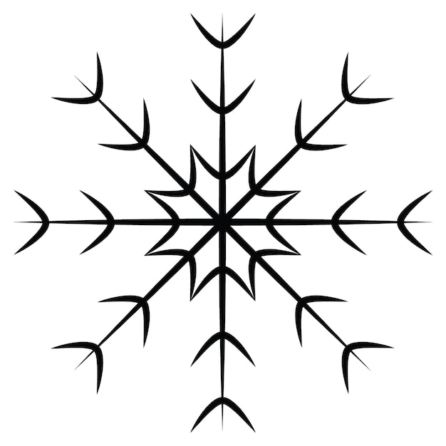 Abstract outline drawing of a openwork snowflake in a minimalist style Line art Icon Isolate