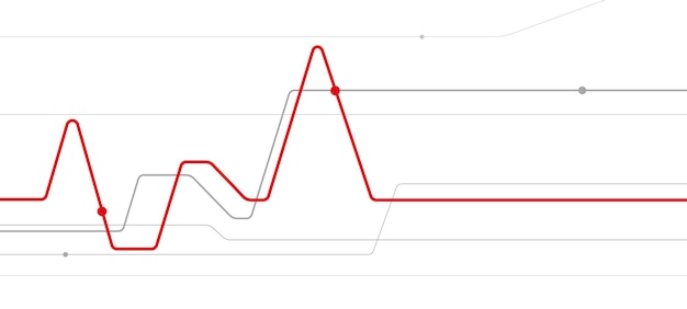 Abstract outline illustration for your project Growth chart Gray and red lines