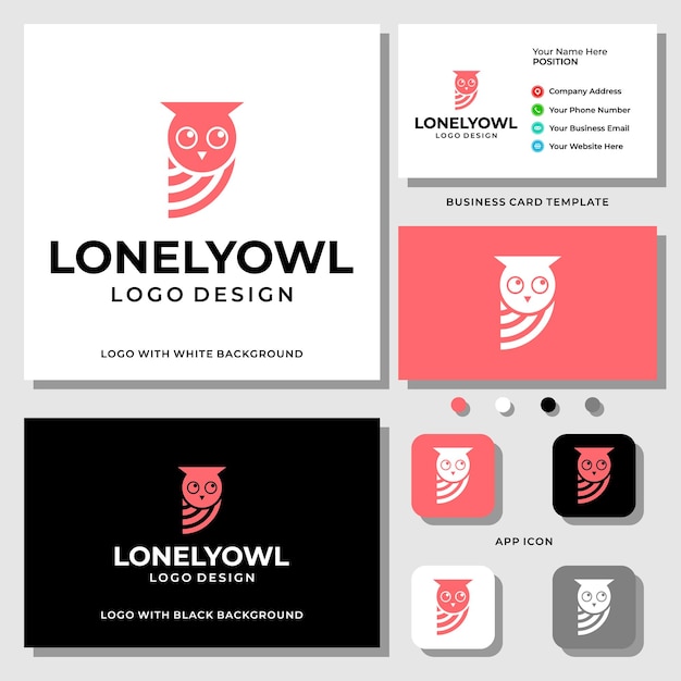 Abstract owl logo design with business card template