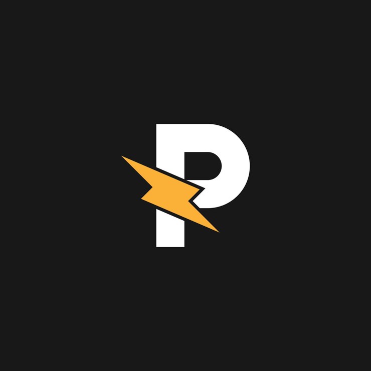 Vector abstract p letter volt logo design vector