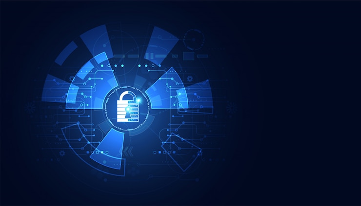 Vector abstract padlock cyber security concept protection of information