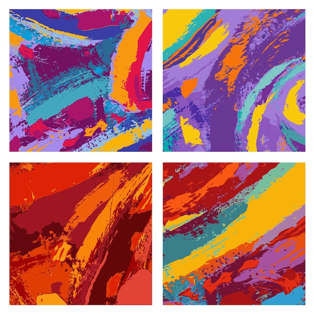 Abstract paintbrush painting colorful background design set