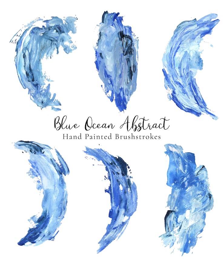 Vector abstract painted brush strokes set