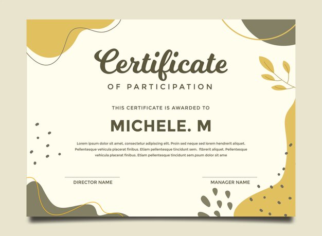 Modello di certificato colorato dipinto astratto