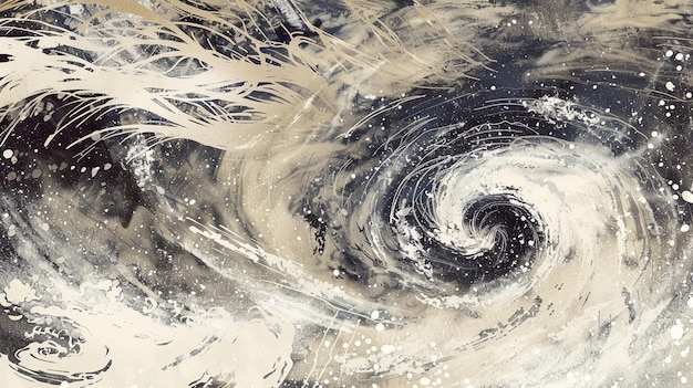 An abstract painting of a swirl of snow