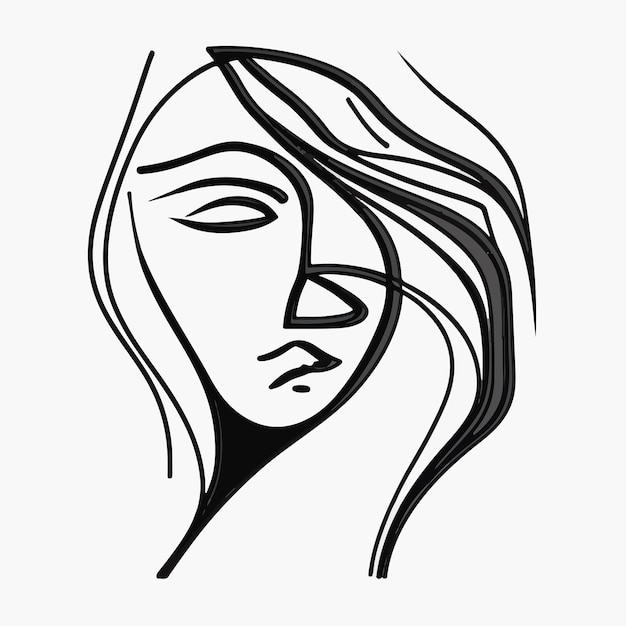 Abstract painting of woman face in vector art minimalist clean