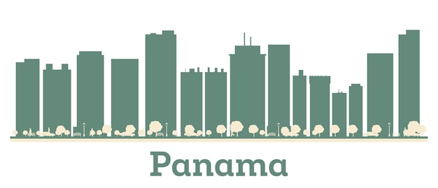 Vector abstract panama city skyline with color buildings