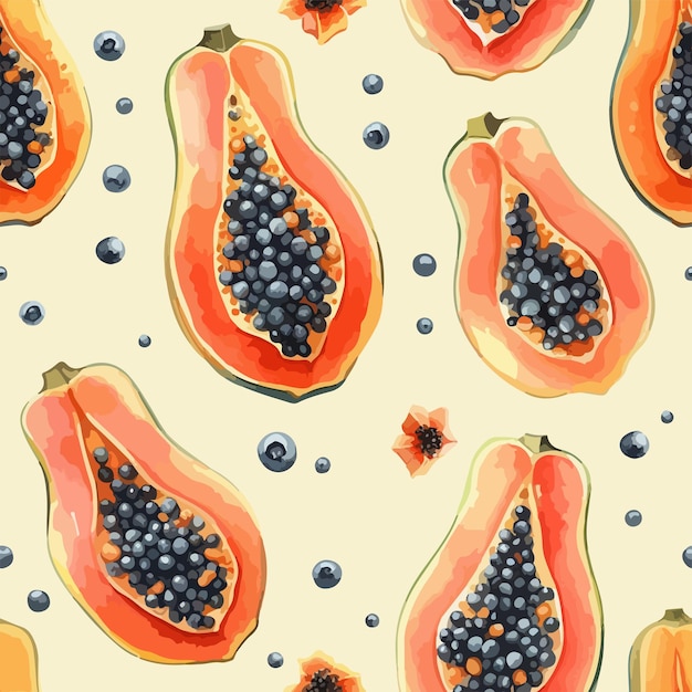 Abstract papayas summer vibes vector seamless pattern