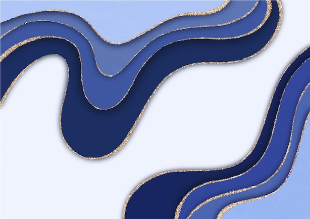 Абстрактный фон papercut Синий и золотой текстуры