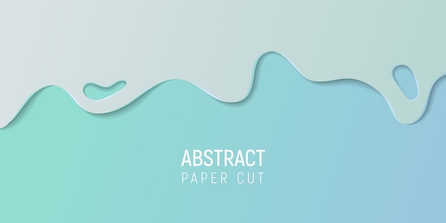 Abstract papier gesneden slijm achtergrond. Banner met slijm abstracte achtergrond met cyaan blauw papier gesneden golven.