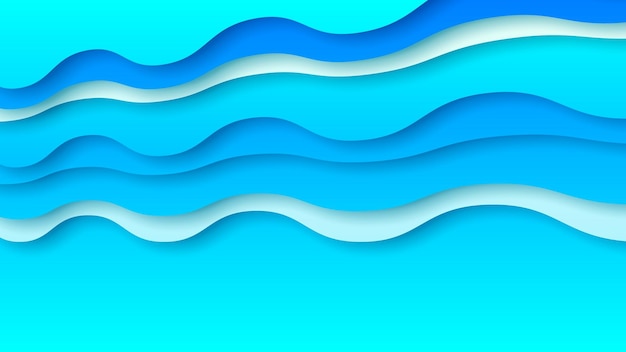 Abstract papier gesneden zee oceaan golfwater op blauwe achtergrond vector ontwerp