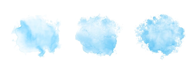 Abstract patroon met blauwe aquarel wolken op witte achtergrond Cyaan aquarel water onbezonnen splash texture