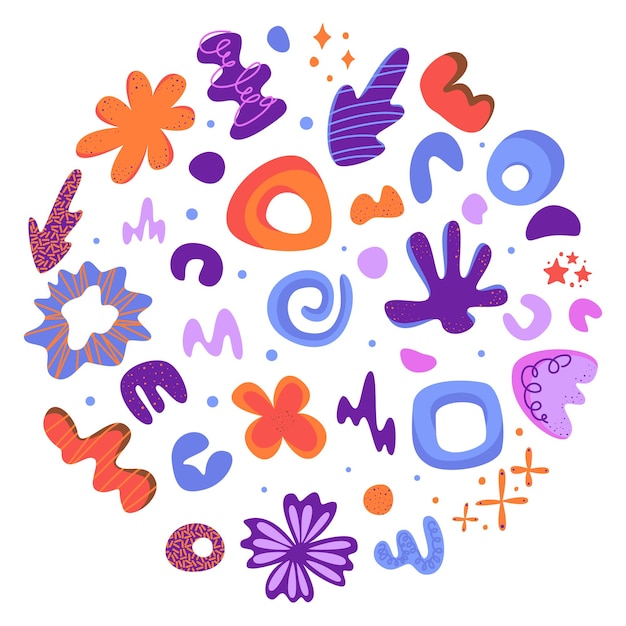 abstract patroon met doodle elementen set hand getrokken doodles abstracte bloemen in lilacpurple